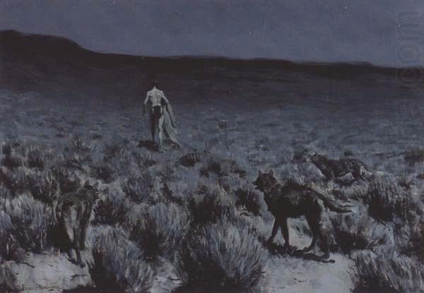 The Wolves Sniffed Along the Trail (mk43), Frederic Remington